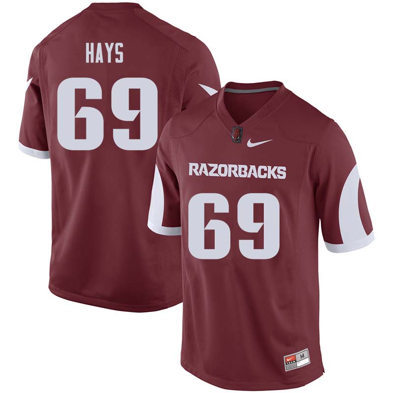 Men #69 Dylan Hays Arkansas Razorback College Football Jerseys Sale-Cardinal